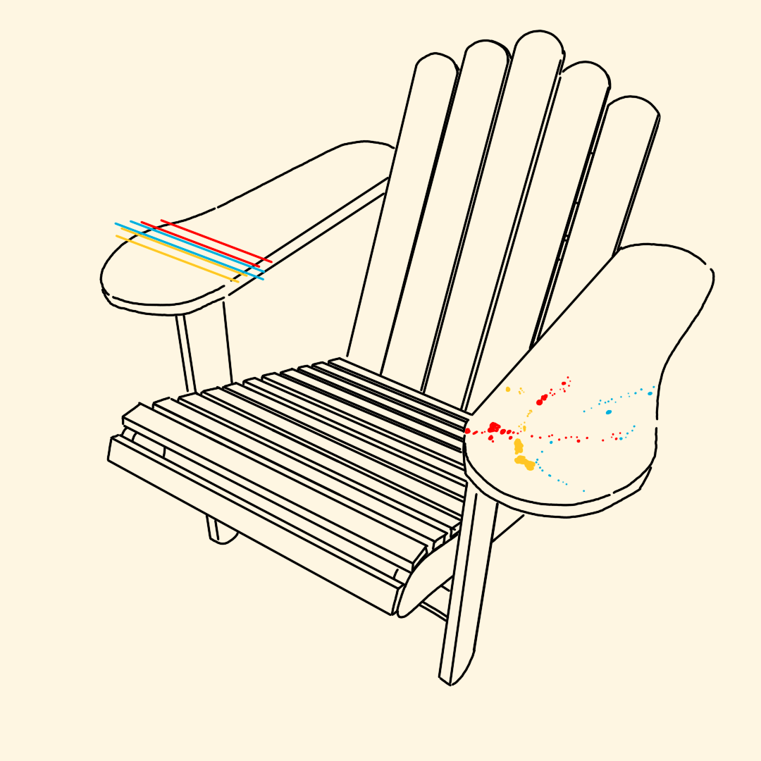 Line art of an Adarondak chair.